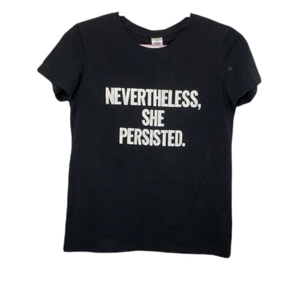 NEVERTHELESS SHE PERSISTED t-shirt black quote short sleeve S‎ - Picture 1 of 7